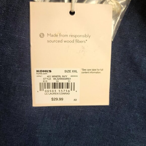 LC Lauren Conrad Navy Sleeveless Linen Blend High-Low Button-Back Tank Top XXL - Picture 2 of 8